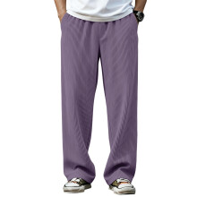 Men's Straight-Leg Pants Ribbed Waist Light Purple XL