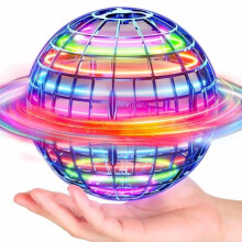 Bola voladora mejorada (azul) con luces, función de levitación y dron boomerang – Juguete ideal para niños de 6 a 10 años – Compatible con el