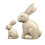 Ensemble de 2 statues de lapins en résine couleur bois 2