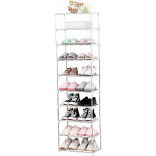 Étagère à chaussures empilable, petite, verte, à 10 niveaux