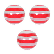 3Pcs PVC Red Beach Balls Inflatable Pool Toy Striped Summer Fun