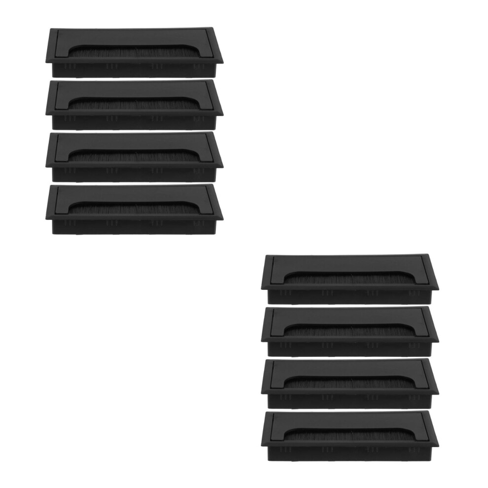 8Pcs Black Abs Desk Wire Hole Covers With Brush For Cable Management 3682176250426