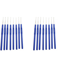 16Pcs Blue Knitting Hooks Premium Stainless Steel Ergonomic Needles