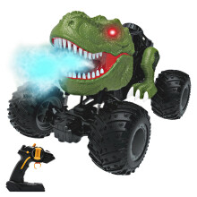 Coche dinosaurio teledirigido recargable con luces LED, sonido y pulverizador, juguete educativo para niños de 3 años en adelante. Camión RC