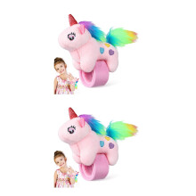 2Stk Leichte Kinder Slap Bracelets Mit Plüsch Einhorn Rosa