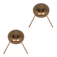 2Sets Durable Steel Tongue Drum Dark Red Hand Drum for Kids Play