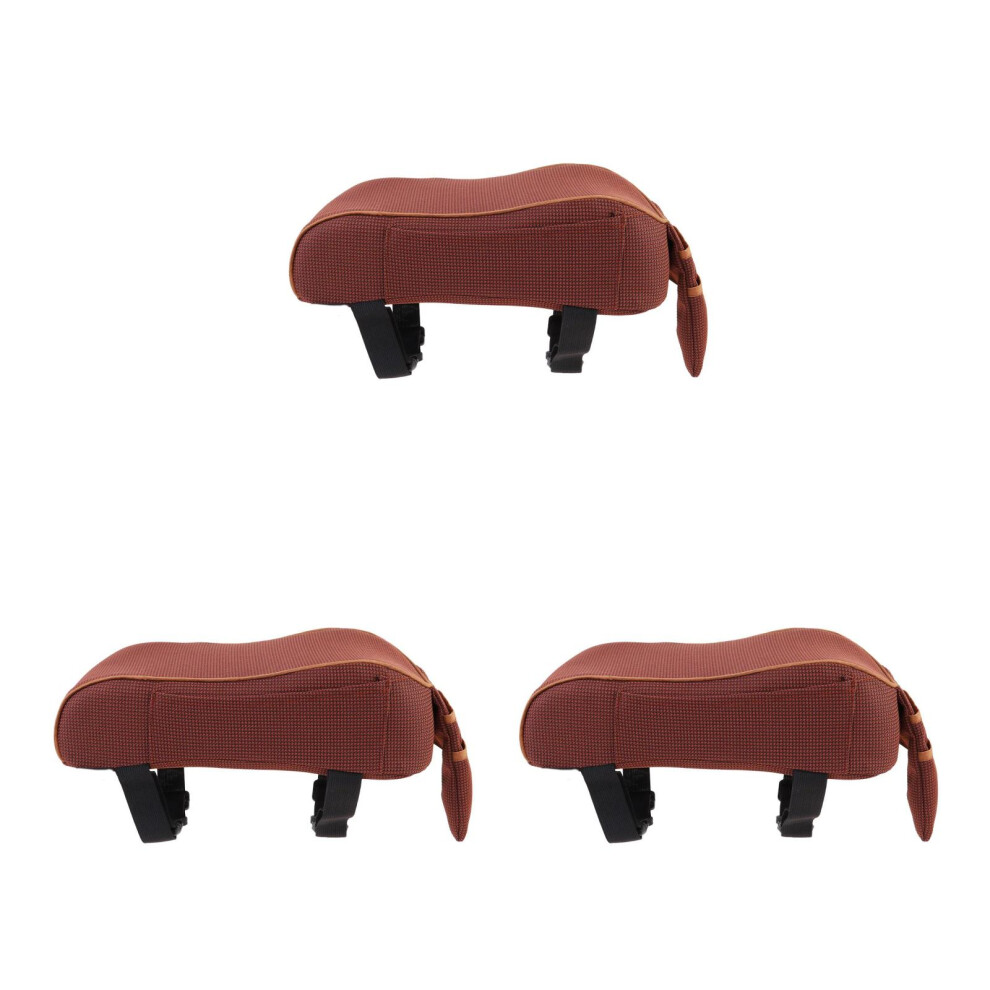 3Pcs Coffee Multifunction Car Armrest Pad Easy Install Elbow Cushion 3711318805474