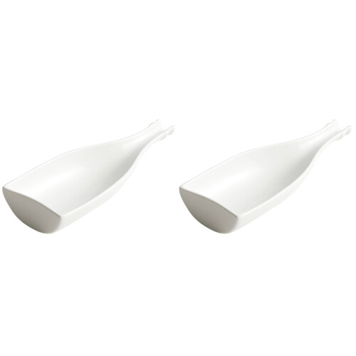2Pcs White Ceramic Food Plate Bottle Shape Tray for Dinner Use