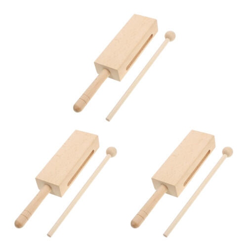 3Sets Wood Block Instruments for Adults Khaki Percussion Set