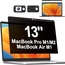 Deksel til personvern for MacBook Pro 13" (2016–2022, M1/M2) og Air 13" (2018–2021, M1), magnetisk, antirefleks, blålysfilter + kameradeksel