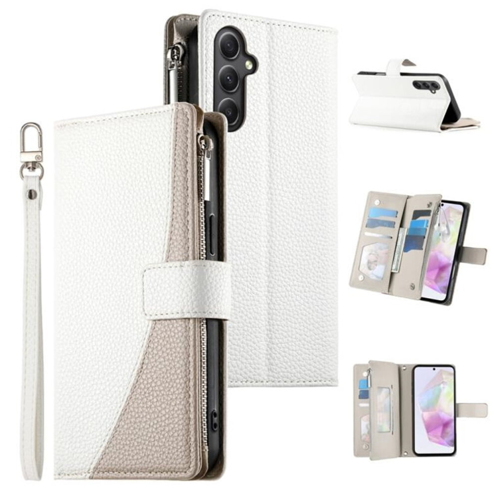 Compatible With Samsung Galaxy A35 5G 6.6" Pu Leather Flip Wallet Case Â Multi-Card Slots, Magnetic Closure, Hanging Rope, White 9193271874706