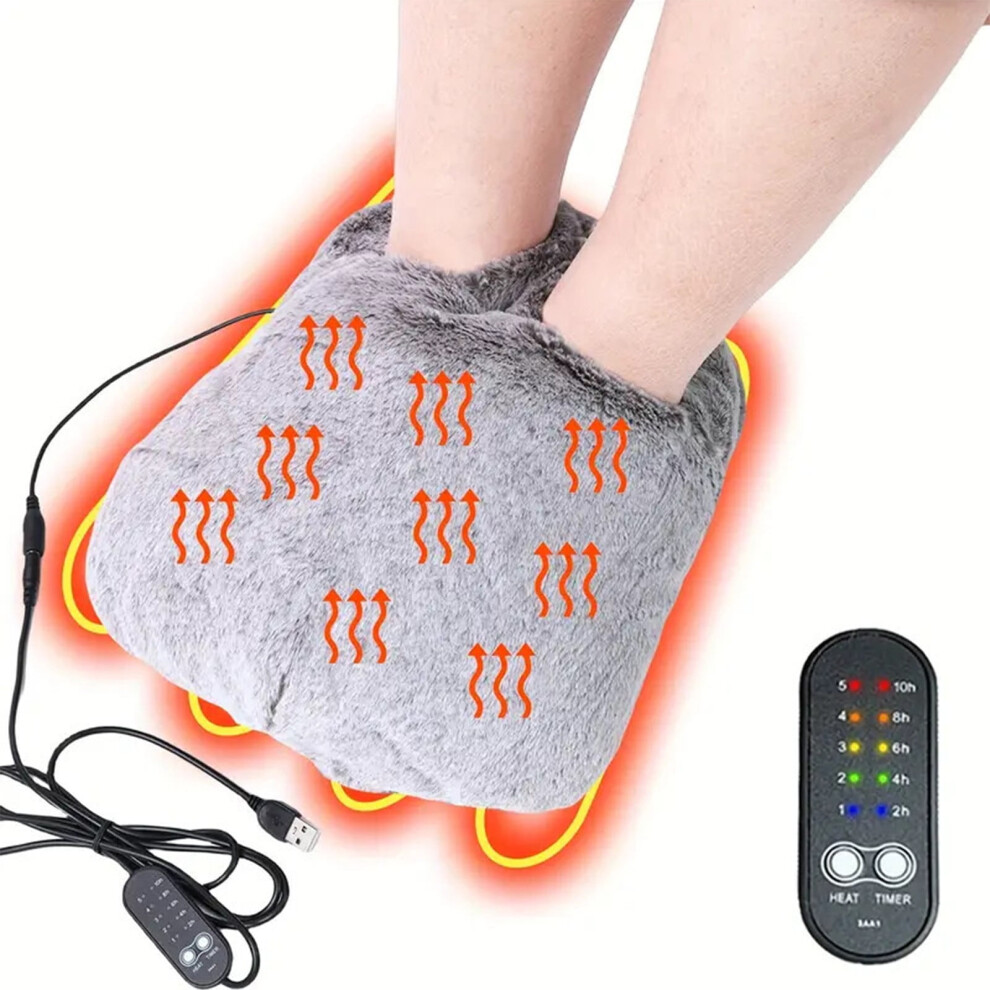 USB Removable Washable Foot Warmer with Plush Cover, Heated for Winter & Pain Relief, Compatible with USB Power