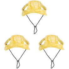 3Pcs Yellow Pet Bucket Hats Adjustable Sun-Shade Caps for Dogs