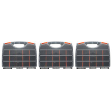 3Pcs Compact Black Plastic Tool Organizer Box with Dividers for Screws