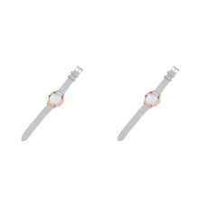 2Pcs Grey Women Quartz Watch Fashion Elegant Comfortable Bracelet