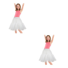 2Stk Weißer Kurzer Petticoat Mit Elastischem Bund Für Tanz Cosplay