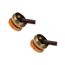 2Sets Copper Meditation Singing Bowl Set with Mallet Mat Golden Decor
