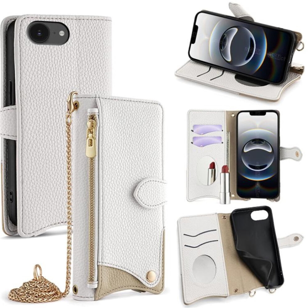 Pu Leather Magnetic Flip Wallet Case For Iphone 16E White 9152228980761