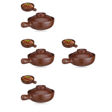 4Pcs Heat-Resistant Brown Clay Casserole with Lid for Home