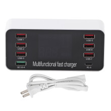 Stație de încărcare USB multiplă, stație de încărcare rapidă de dimensiuni compacte, cu afișaj LCD, stație de încărcare USB, design