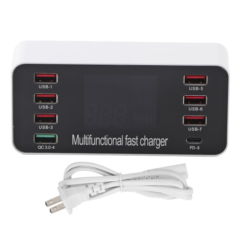 Πολλαπλός σταθμός φόρτισης USB, συμπαγής, γρήγορος σταθμός φόρτισης με οθόνη LCD,