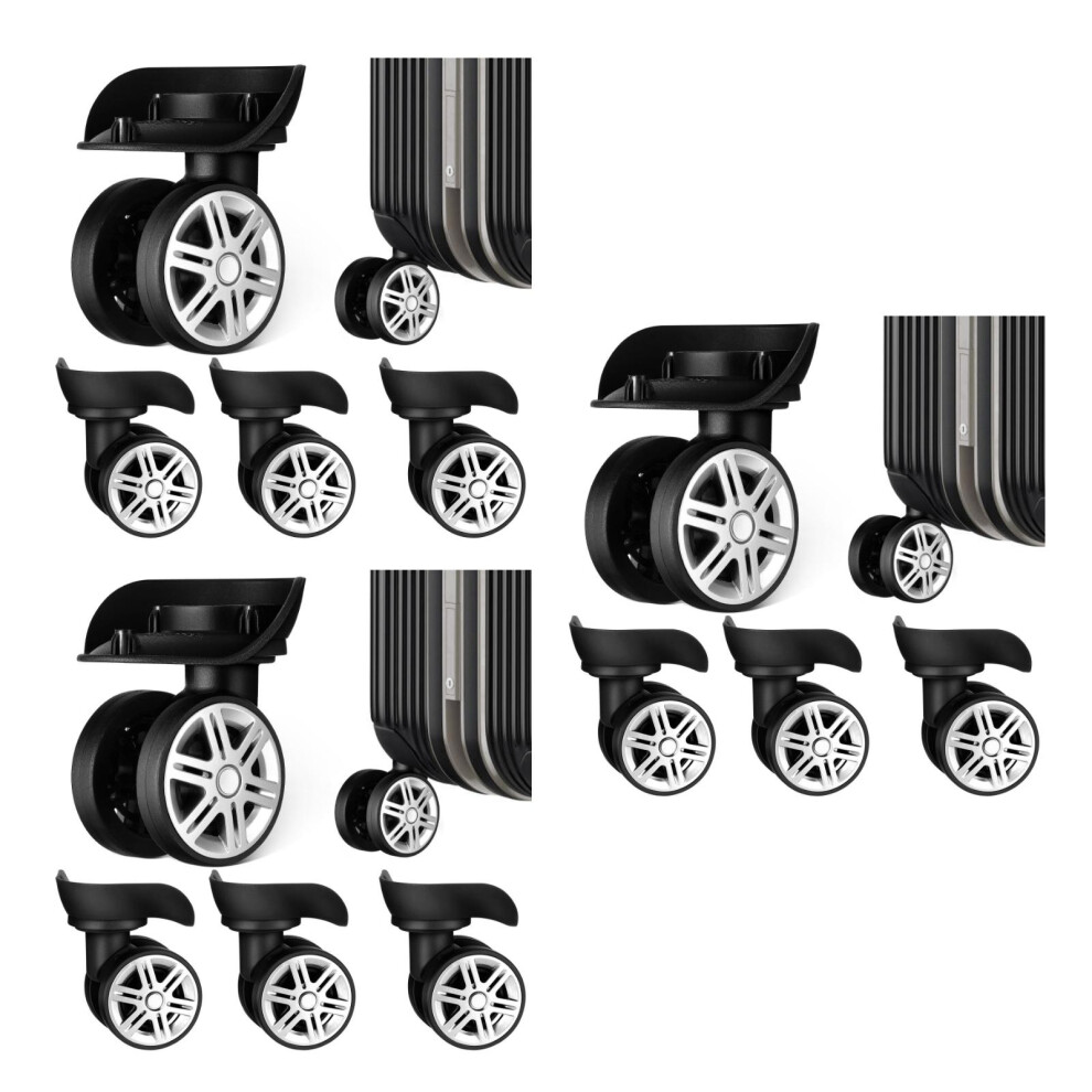 12Pcs Luggage Wheels Replacement Abs Black Heavy Duty Suitcase Casters 3711318811932