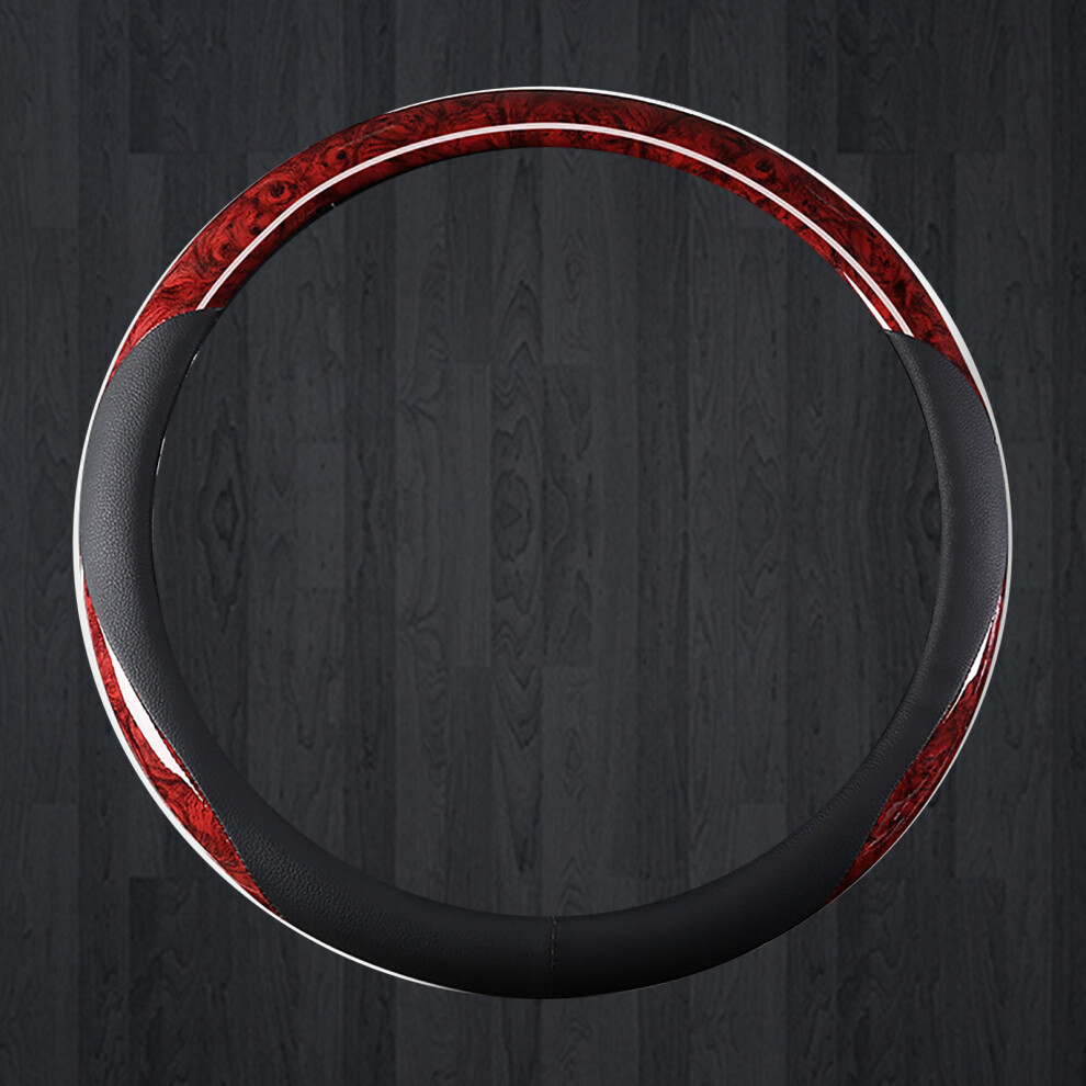 38Cm Faux Leather Carbon Fiber Steering Wheel Cover With Sweat Absorption And Non-Slip Red 6911388116600