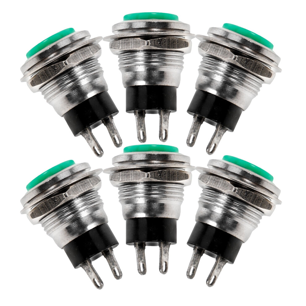 6Pcs Car Horn Button Switch Self Resetting Button Switch 2 Pin Push Button Switch (Without Line) 9170372182862