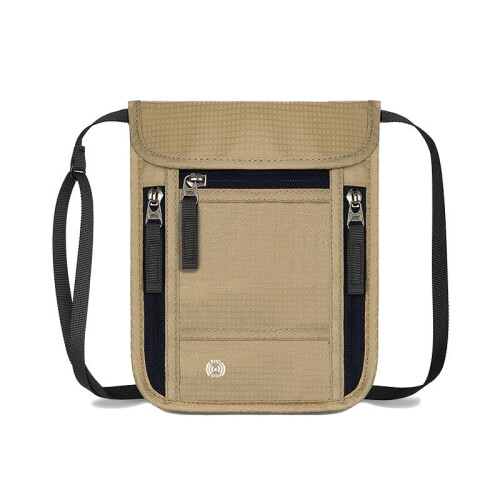 RFID-Blocking Neck Passport Pouch Khaki