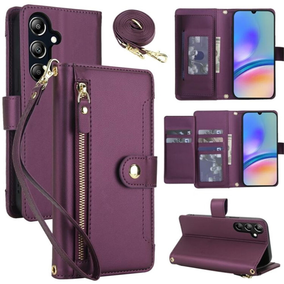 Compatible With Samsung Galaxy A05s 6.7" Rfid-Blocking Wallet Case Â Shockproof, Multi-Card Slots, Zipper Pocket, Detachable Shoulder & Wrist 9418476732768