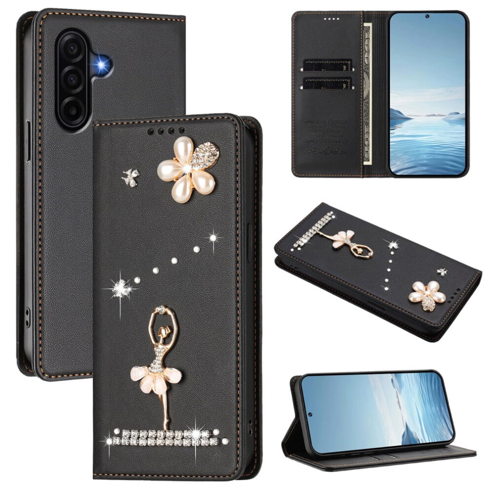 Rfid Blocking Ballet Girl Flip Wallet Leather Case For Compatible With Samsung Galaxy A37 5G Â Black 9152228573383