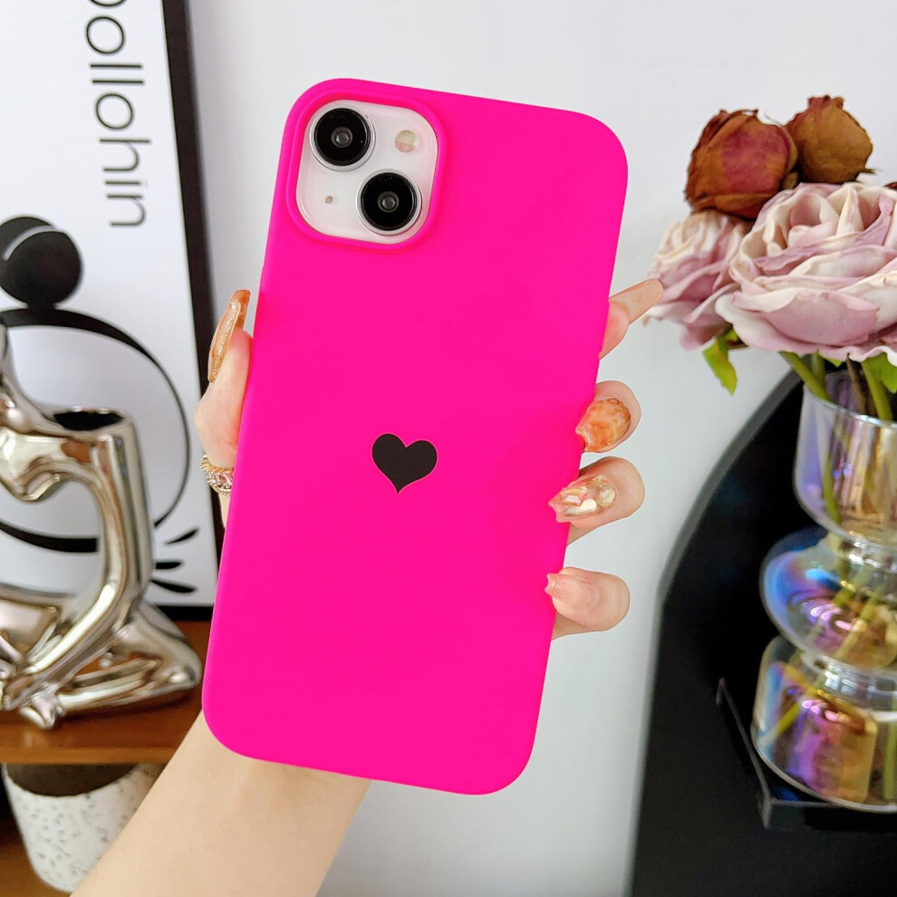 Cute Heart Iphone 15 Case Â Soft Silicone, Shockproof, Anti-Scratch Microfiber Lining, Rose Color 9170372182534