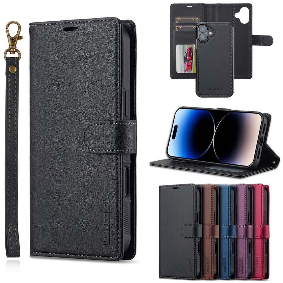 Lc.imeeke 2-In-1 Detachable Wallet Case For Iphone 16 Plus (6.7"), Rfid Blocking, Shockproof, Wrist Strap, Â Compatible With Iphone 16 Plus Black 9193271871569