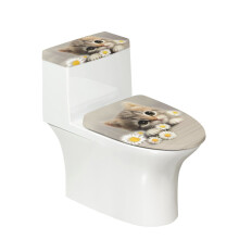WC-fedél-garnitúra, U alakú, 2 darabos, macska és százszorszép mintával