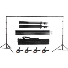Backdrop Support System, Adjustable Height & Width Photography Background Stand with4Crossbars and Spring Clamps, Heavy Duty Aluminum Alloy Tripod