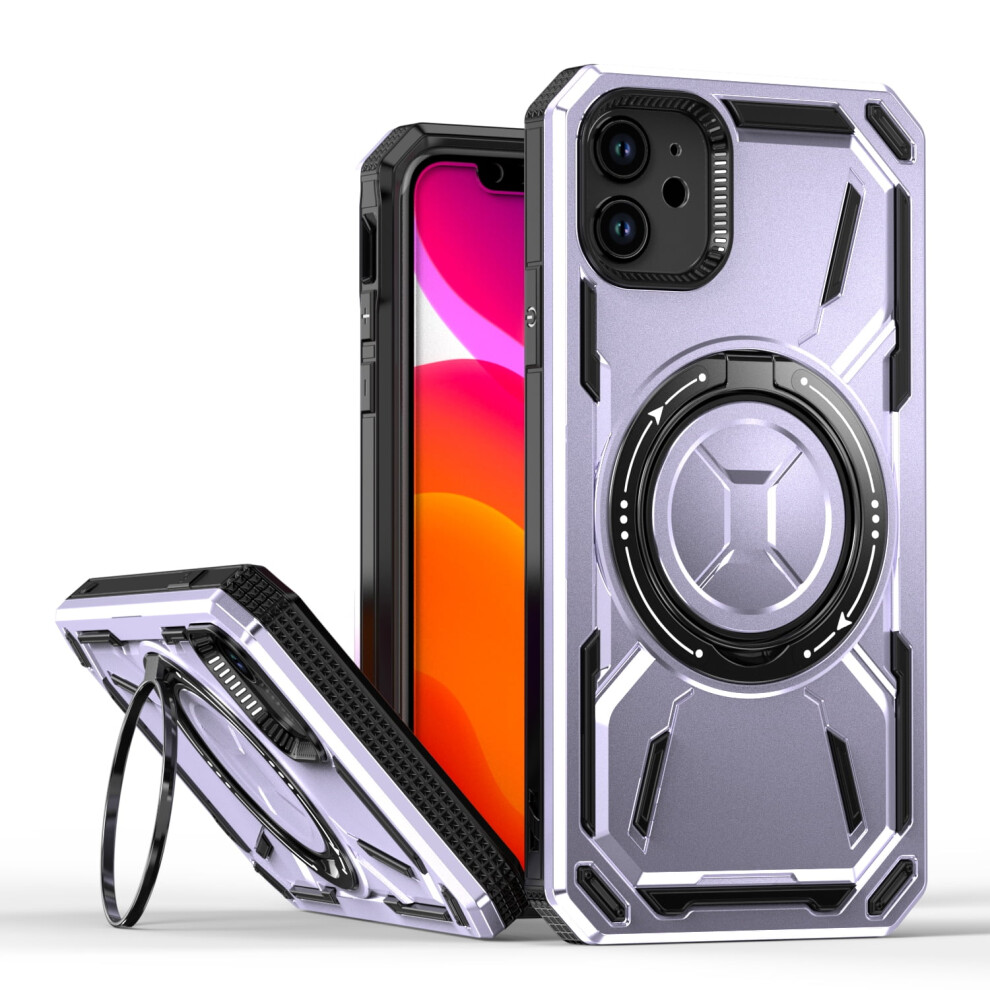 Magnetic Iphone 11 Case With Stand, Magsafe Compatible, Shockproof Rugged Cover, Rotatable Ring Holder & Kickstand Â Purple 9130661971461