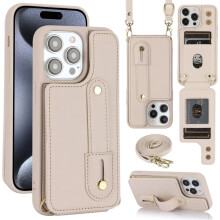 Klappgeldbörsenhülle aus PU-Leder mit Armband und Kartenfächern