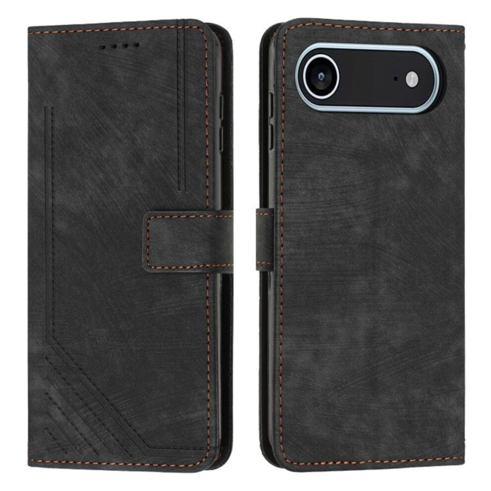 Leather Flip Case For Iphone Air Â Card Holder, Magnetic Closure, Shockproof, Kickstand, Retractable Lanyard, Black 9418476734038