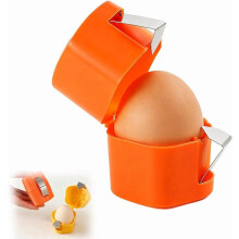 Upgraded Egg Shell Opener (2026), Stainless Steel Egg Cracker for Hard-Boiled & Raw Eggs – Orange