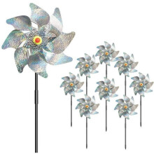 Decoración brillante en forma de molinillo para jardín, dispositivos para ahuyentar pájaros y animales, molinillos de viento holográficos para