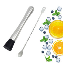 Stainless Steel Bar Spoon & Muddler Set, Long Handle Stirrer, Juicer, Popsicle Crusher – Dishwasher Safe, Compatible with Home Bartender Kits