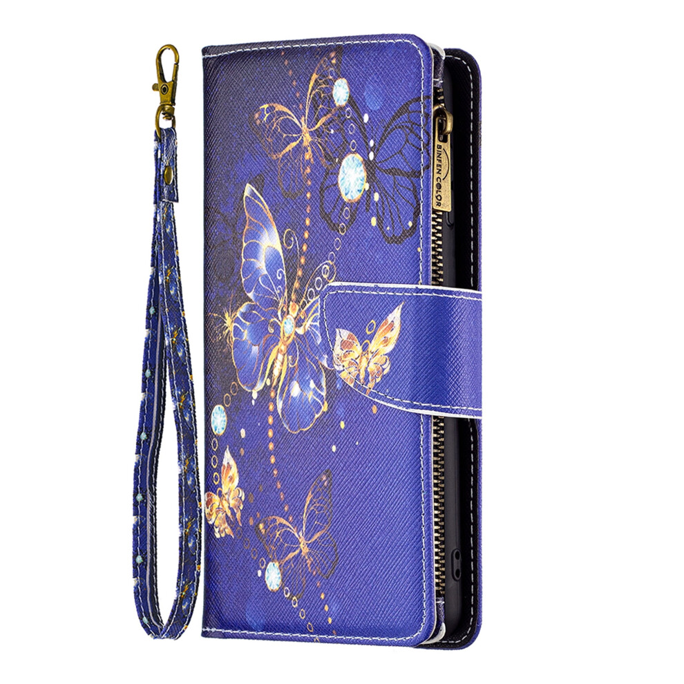 Compatible With Samsung Galaxy A15 Case Â Butterfly Pu Leather Wallet Flip Folio With Card Slot, Zipper, Wrist Strap & Kickstand Purple 9170372178964