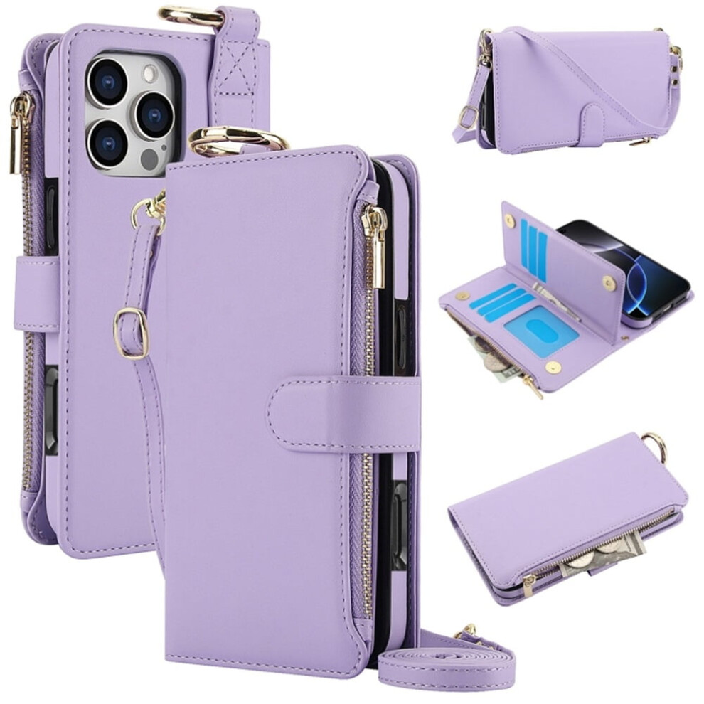 Iphone 15 Pro Max Magnetic Flip Wallet Case Purple 9170372599219