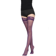 Lace Thigh High Stockings, Sheer Purple Stockings for Women – One Size, Compatible with Most Legs