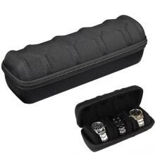 4 Slot Hard Watch Travel Case, Watch Roll Case Storage and Organizer for Men and Women, with Shockproof Watch Pillow (Black 4 Slots)