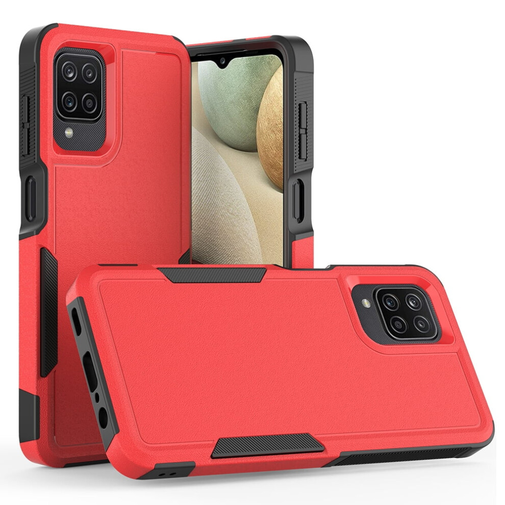 Defender Case For Compatible With Samsung Galaxy A12 Â Heavy Duty 1-In-1 Rugged, Dustproof, Shockproof, Non-Slip Cover Red 9418476735554