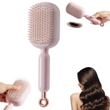 Retractable Cushion Massage Comb, Self-Cleaning Anti-Static Air Cushion Detangling Brush for All Hair Types – Home, Travel, Office, School Use