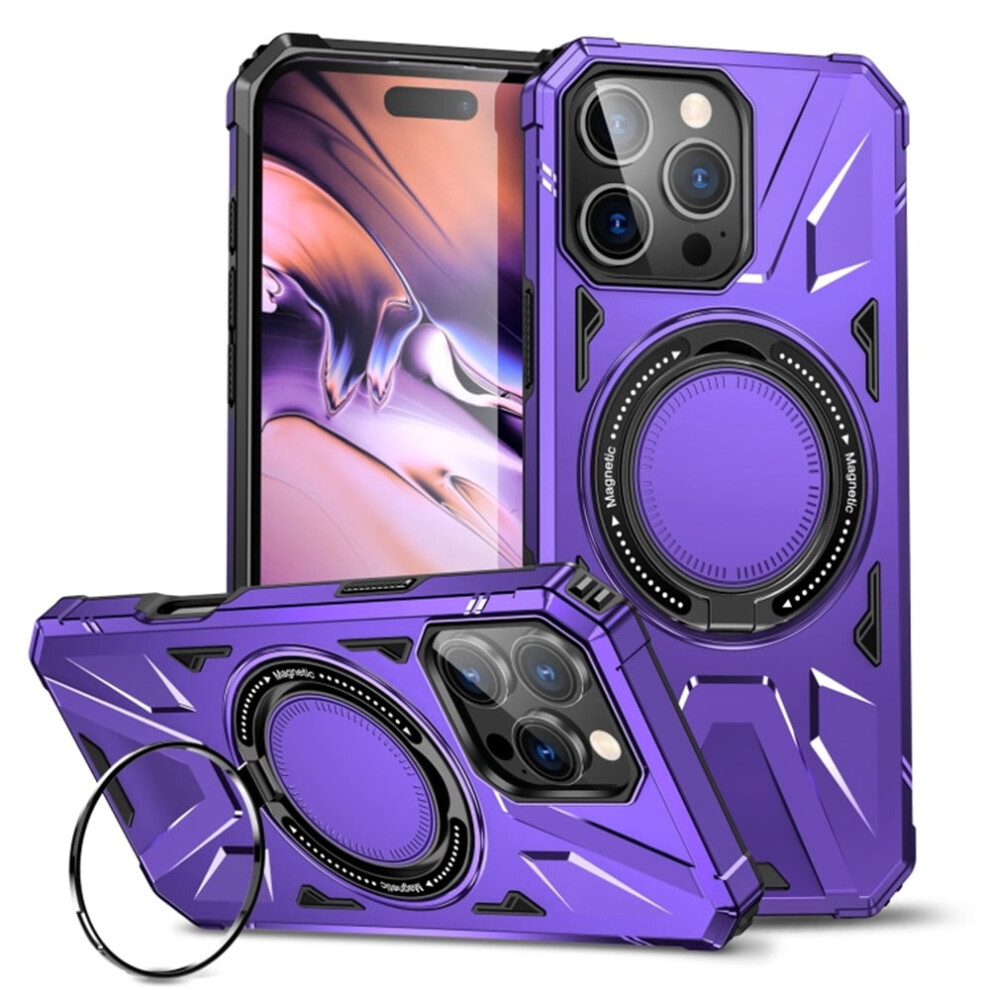 Iphone 16 Pro 6.3" Case With 360 Spin Magnetic Ring, Magsafe Compatible, Mil-Grade Shockproof & Dropproof Purple 9418476735837