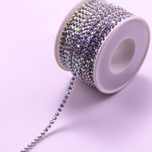 Corrente de strass prateada AB2,5mm 10 jardas