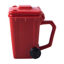 Mug en céramique en forme de poubelle (11,5 cm) - Tasse originale avec couvercle, accessoire amusant pour la cuisine ou le bureau